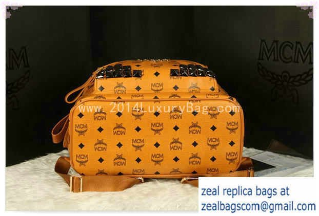 High Quality Replica MCM Stark Backpack Jumbo in Calf Leather 8100 Camel - Click Image to Close